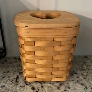 Woven Tan Basket with Lid. Tissue basket